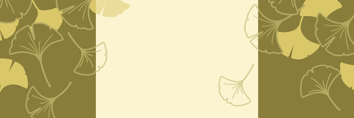 和風のいちょうの背景イラスト（秋のイメージのバナー素材）