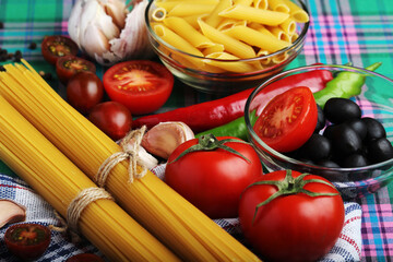 Ingredients for traditional Italian pasta