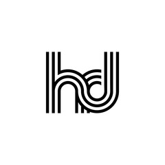 Letter HD logo creative modern monogram, many lines smooth geometric logo initials