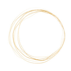 gold round brush painted ink stamp circle banner on white background	
