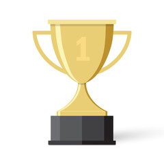 Golden trophy cup vector illustration flat design
