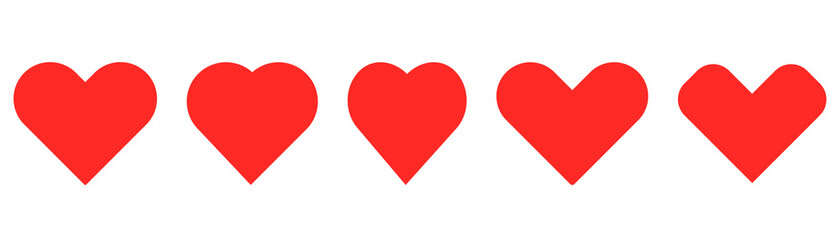 Red heart icons. Love symbol. Heart shape collection. Isolated romantic symbol. Stock vector EPS 10