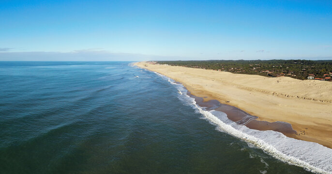 Aerial view of Hossegor Beach, Les Landes, Nouvelle-Aquitaine, France