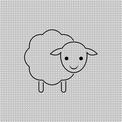 Baby sheep transparent icon. Vector drawing. Lamb linear outline illustration.