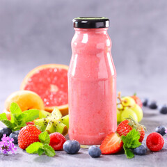 berry fruit juice- fresh smoothie in bottle