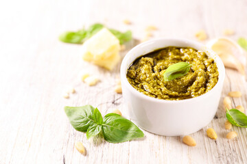pesto sauce with basil,  pine nut and olive oil