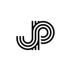 Letter JP logo creative modern monogram, many lines smooth geometric logo initials