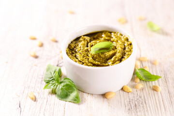 pesto sauce with basil,  pine nut and olive oil
