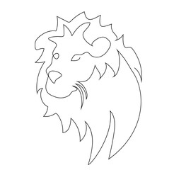 Vector illustration, abstract lion's head in black and white colors, outline one line continuous painted drawing