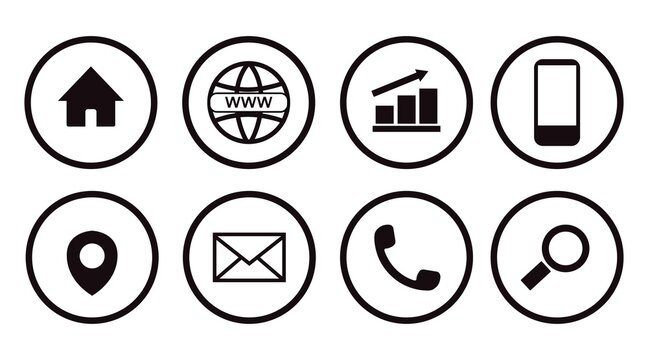 Contact Icon Set. Black and White Illustration of Differente Contect icons