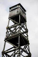 Fototapeta na wymiar An old fire lookout tower located in Buckler's Forest Crowthrone, Southern United Kingdom