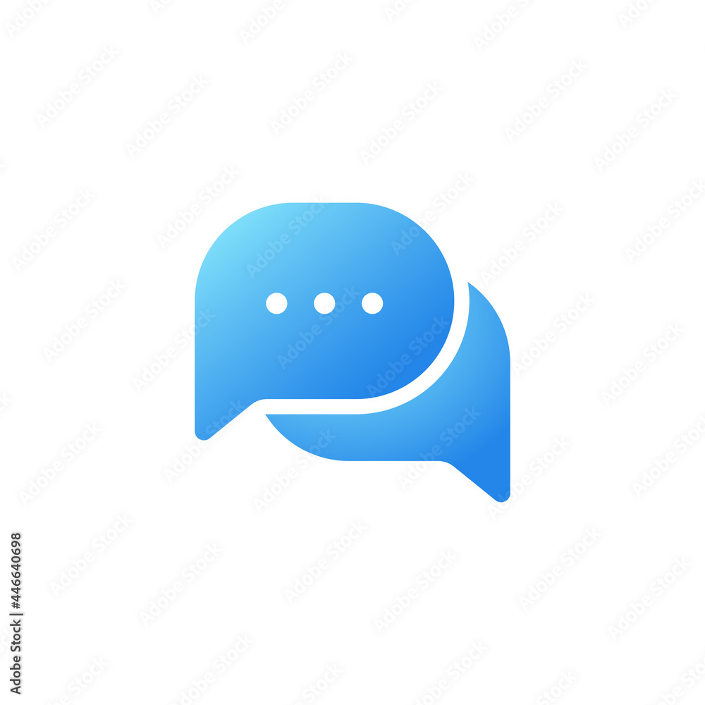 Poster blue speech bubble chat talk icon isolated on white background. flat vector design template element 