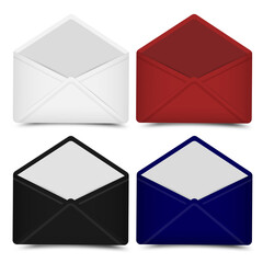 Vector open envelopes set. Letter icons.