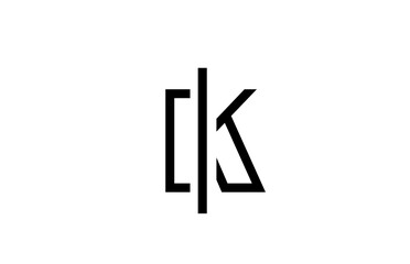 K black and white line alphabet letter logo for business icon. Simple creative template design for lettering and identity