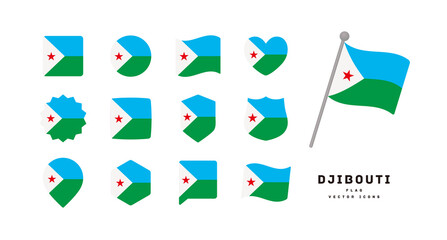 Djibouti flag icon set vector illustration
