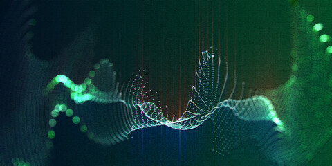 Abstract technology  background with wavy grid in defocus  on dark. Concept for business, science and technology.