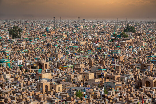 View over Wadi Al-Salam (Valley of Peace) Cemetery, Najaf, Iraq