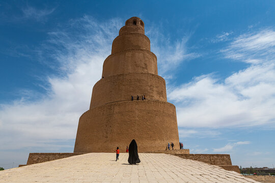 Spiral minaret of the Great Mosque of Samarra, UNESCO World Heritage Site, Samarra, Iraq