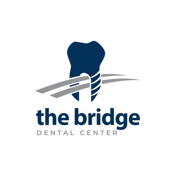 the bridge dental center logo,  scene dental implant become bridge vector