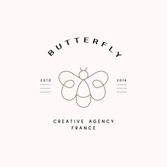 One Line abstract logo template. Hand drawn minimalism style vector illustration.