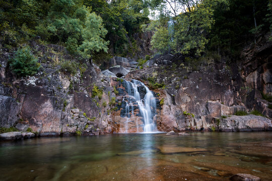 Tahiti waterfall in Geres National Park, Norte, Portugal
