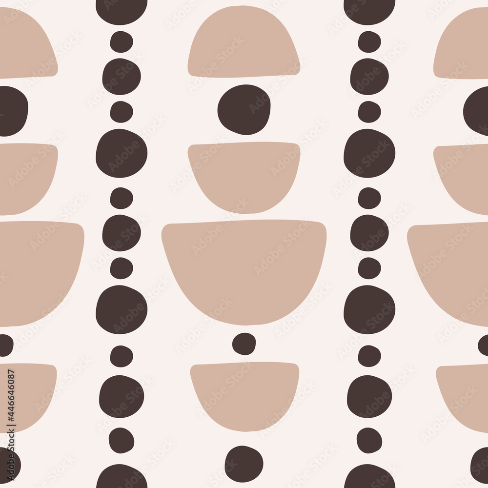Aufkleber Abstract vector seamless pattern with hand drawn geometric  semicircles and  dots on pastel background. Bright background design in boho style	