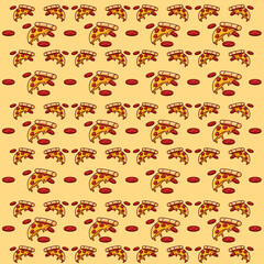 pizza yummy yellow pattern seamless stock vector illustration