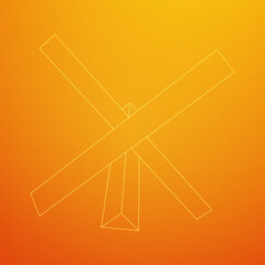 Hedgehog antitank defence. Wireframe low poly mesh vector illustration.