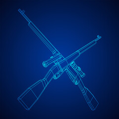 Naklejka premium Sniper bolt-action rifle mosin nagant. Wireframe low poly mesh vector illustration.