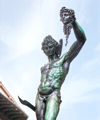 Florence, Italy, Perseus with the Head of Medusa; detail, piazza della Signoria, Loggia dei Lanzi, nobody