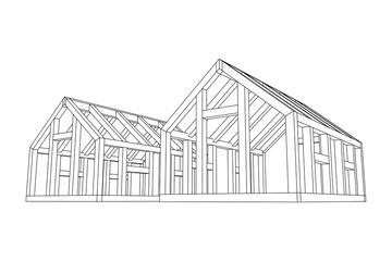 Greenhouse construction frame. Hothouse building object or framing house. Warm house Vector illustration. Glasshouse concept image