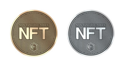 NFT physical currency with white background.