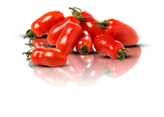 red tomatoes isolated on white background with clipping path