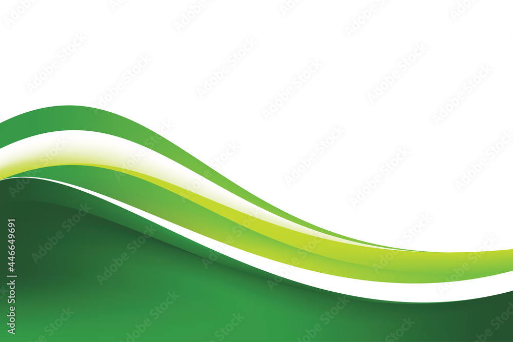 Poster abstract smooth green natural wavy background design template vector, green flowing background eleme