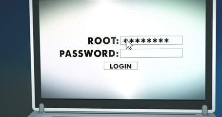 Account login with name and password on digital laptop screen. Access to internet data, cyber crime and security