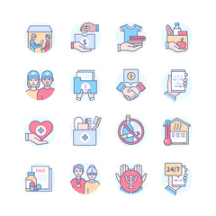 Homeless Assistance - modern colorful line design style icon set