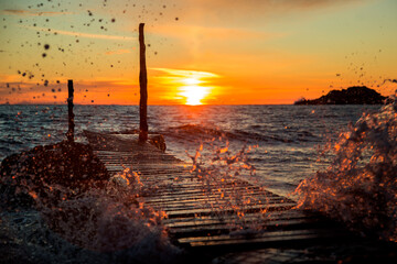 Cala d'hort sunset. Beautiful crystal clear beach in Ibiza