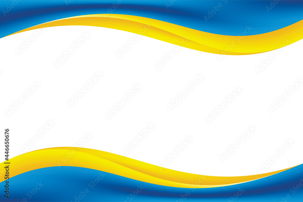 Poster abstract smooth blue and yellow wavy background design template vector, flowing background element w