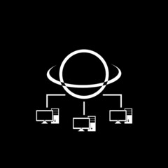 Computer networking icon isolated on dark background