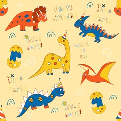 dinosaur pattern with holiday hats for children, jewelry, fabrics, clothing, shoes, notebooks, textiles