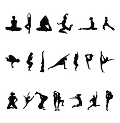 silhouettes of people doing fitness