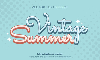 Vintage Summer vector text effect, vintage and old text style.