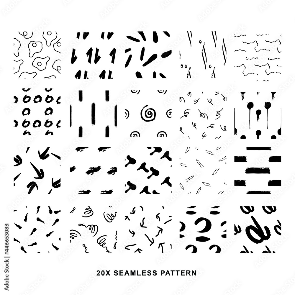 Poster set of random seamless patterns for fabric, invitation, design packaging, and any printed design. ab