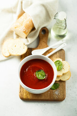 Traditional tomato soup with spinach