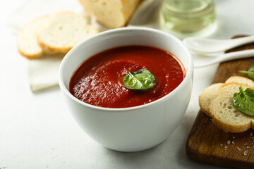 Traditional tomato soup with spinach