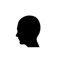 Male Head Silhouette Side View Isolated on White