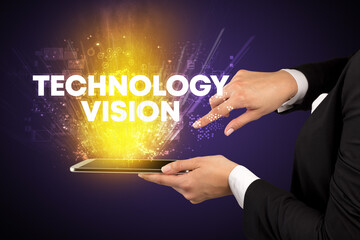 Close-up of a touchscreen with inscription