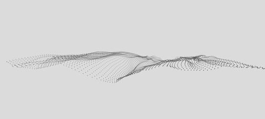 Dinamic wave of dots. background. 3D futuristic illustration.