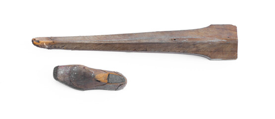 Pirate wooden leg isolated on white background,wooden leg prosthesis