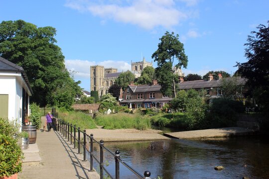 Ripon Cathedral and the River Skell, North Yorkshire.